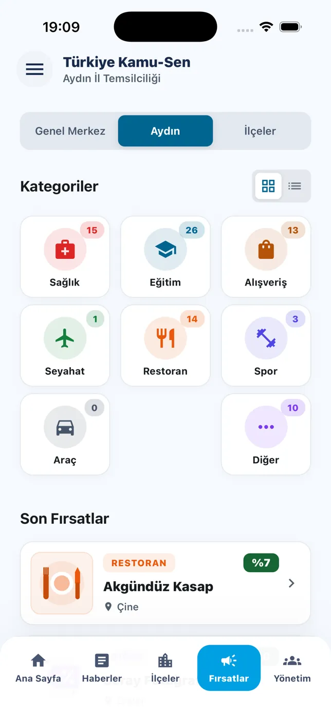 Fırsatlar ekranı